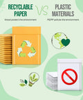 Yellow Kraft Padded Bubble Mailer 6x10 Inch Pack Of 100 Usable 6x9 Inch Size Recyclable Kraft Paper Envelope comparison with plastic
