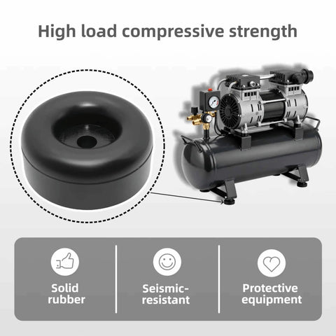 4 Pack Heavy Duty Rubber Foot Pads 2.5 Inch Round Bumpers Vibration Dampeners, Beefed Up Stability, next to compressor