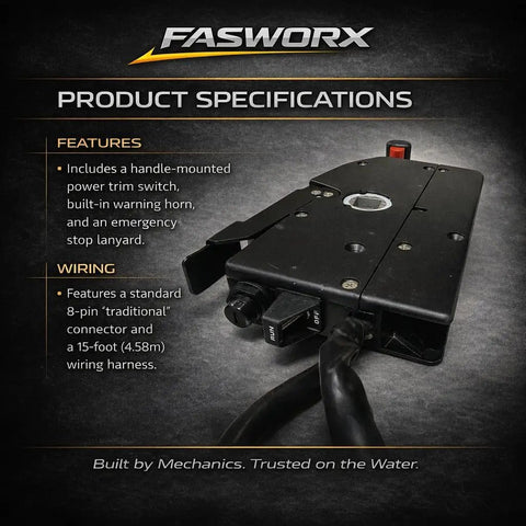 Throttle Control Box 881170A15 Side Mount Gen I For Outboards With 8 Pin 15 Ft Harness Power Trim Tilt Replaces 8M0178521 And 881170A1 By FASWORX On Sale Now