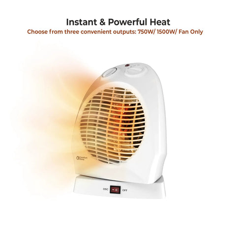 Portable Space Heater With Oscillating Fan And No-Fuss Cooling Mode, 750 To 1500-Watt, Adjustable Thermostat, Overheat Protection