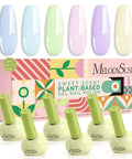 Six Macaron Color Gel Nail Polishes Set With 0.56 Fl Oz Tilt Stand Bottles Dope Pigment, Highly Pigmented HEMA Free Plant Based Formula