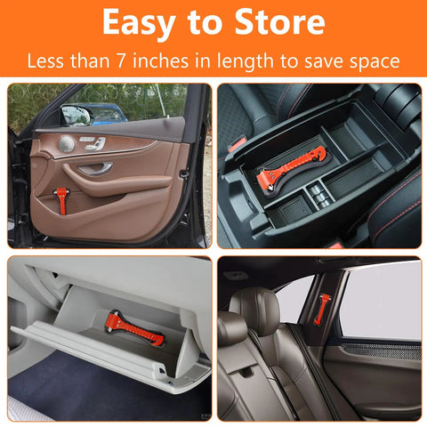 Car Window Breaker Hammer And Seat Belt Cutter 2 In 1 Emergency Escape Tool For Cars Safety Glass Breaker Auto Safety Essentials And Accessories 3 Pack stored in vehicle compartments