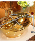 Countertop Bathroom Sinks Ceramic Wash Basin Golden Sink with dimensions 390mm x 590mm x 210mm, ideal for bathroom or kitchen use.