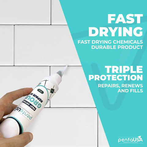 Tile Grout Repair Kit With Premixed Acrylic Sanded Grout For Bathrooms, Showers, And Kitchens, Water Resistant Tube With Applicator