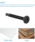 Hex Socket Self-Tapping Screws No. 10 X 2 Inches, 410 Stainless Steel Black Flat Head Drilling Screws for Sheet Metal and Wood
