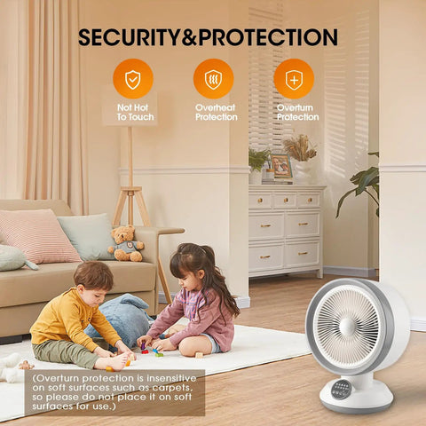 2 In 1 Heater And Fan Combo 1500W Portable Space Heater With Adjustable Thermostat Oscillating Cooling Fan in living room
