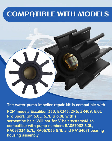 Marine Impeller Repair Kit With O Ring Compatible With Crusader PCM RP061022 displayed on light blue background