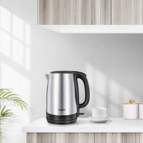 1.7L Stainless Steel Electric Tea Kettle With LED Light, BPA Free, Auto Shut Off, Boil Dry Protection, 1500W Fast Boil on kitchen counter