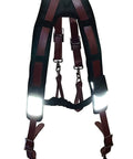 Premium Leather Tool Belt Suspenders With Extra Thick Padding Contoured Yoke For Back Support And Even Load Distribution One Size Fits All Ideal For Construction Work Onsite, front view