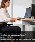 Kick Desk Chaos To The Curb With This Sleek Undermount Drawer Locker next to monitor, showing side view of legroom design.