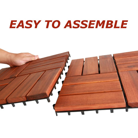 Installing Teak Interlocking Patio Deck Tiles Set of 10 12 Inch by 12 Inch Outdoor Wood Flooring Mats for Porch Patio or Indoor Shower Area