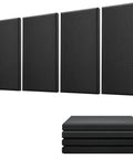 Top Shelf 4 Pack Acoustic Panels 2.4 Inch Thick Fiberglass Soundproof Wall Panels Smooth Self Adhesive Sound Absorbing Tiles 24 By 12 Inches For Home Studios Offices And Theaters Premium Black Heavy Duty Finish displayed as a stacked group.