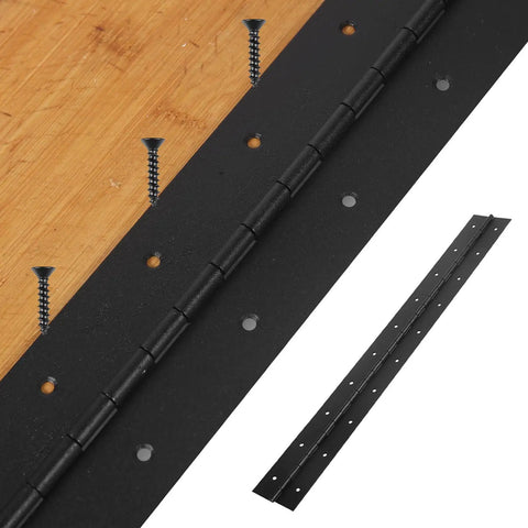 Two Pack Heavy Duty Piano Hinges 36 Inch Stainless Steel Continuous Barrel Hinges With Mounting Screws Black Hardware for wood doors installed on wood.