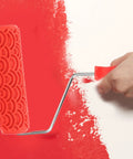 Rubber Texture Paint Roller For Easy Peasy Wall Embossing And Quick Home Reno Makeovers That Deck Out Your Space With Knockout Decorative Finishes And Zero Stress, red rubber roller applying paint.