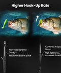 Image showing Baitholder Worm Hooks 30 Pcs 3X Strong Long Shank in use, depicting secure bait retention in freshwater fishing.