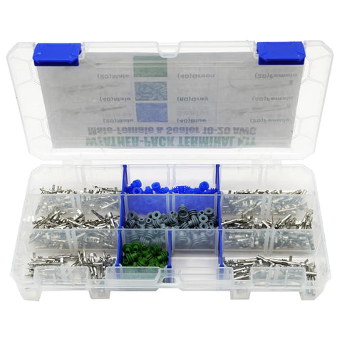 Grab This Awesome 320PC Weather-Pack Electrical Kit With Sealed Terminals And Connectors For Heavy Duty Wiring Up To 10-20 Gauge Making Every Connection Totally Waterproof In Tough Automotive Conditions. clear plastic case with weather-pack terminals, seals, and connectors