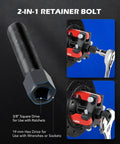 2-in-1 retainer bolt with close-up of red harmonic balancer puller kit for quick no fuss removal on Chevy GM Chrysler Ford engines