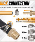 Image showing Brass Hose Barb Fittings Kit With 32 Pieces And 46 Clamps For Water Fuel And Air Lines Includes Ten Barb Sizes