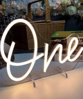 One Year Old Birthday Neon Sign LED Light for Party Vibes Table Decor USB Powered Flexible Silicone Neon With Acrylic Backplate Waterproof Low Energy Lamp for Wedding Home Bedroom Decor 28.8 by 19.6 cm