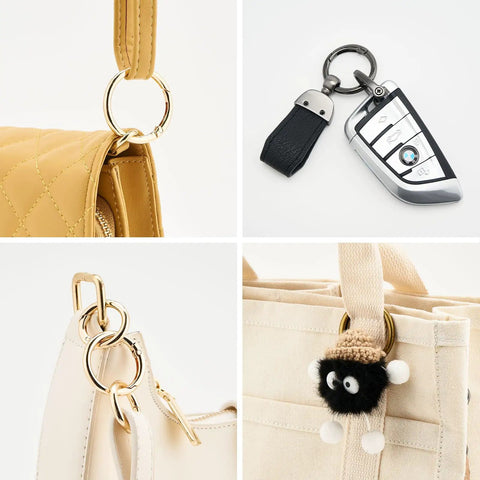 15 Pack Round Carabiner Clips With Trigger Spring O Rings Gold Finish One Inch And One Half Inch Sizes Metal Keychain Rings For Keys Bags And Purses Durable Gold Tone Buckle Clips For Everyday Carry on bags and keys