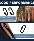50 Pack 2 Inch Quick Links And M5 Locking Carabiners Set in use with ropes showing smooth opening and secure locking feature.