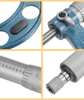 Six-In-One Outside Micrometer Set 0-1 In 1-2 In 2-3 In 3-4 In 4-5 In 5-6 In With 0.0001 In Graduation Pro Grade Precision Measuring Tool For Machining Fitting And Quality Control Handheld Easy Readout, close-up
