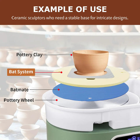 12 Inch PVC Pottery Wheel Bat System With Six Replaceable One Point Five Millimeter Aluminum Plates Pro Grade Anti Vibration Pads And Fixing Screws For Ceramic Artists And Potters Clay Throwing