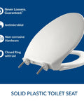 Heavy Duty Elongated Plastic Toilet Seat With Lid And StayTite Fastening For Secure Non Slip Installation In Hotels & Restrooms