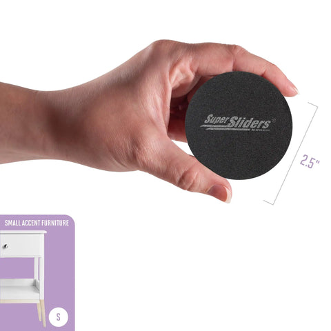 Hand holding Round 2.5 Inch Reusable Small Furniture Sliders For Hardwood Floors Move Light Items Easily And Protect Floors