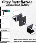 Easy installation guide for 2 Pack Hockey Stick Wall Mount Rack Duo with clear acrylic finish, screws, and EVA padding.