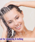 Person using AquaBlock Silicone Ear Plugs For Swimming 2 Pair Waterproof Reusable Ear Protection in shower.
