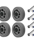 Heavy Duty 6 Inch By 2 Inch Rubber Tread Caster Wheels Set Of 4 With 1/2 Inch Bore For Carts And Hotels Quiet Indoor Use