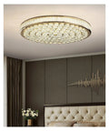 Round Mounted Crystal LED Ceiling Chandelier Light For Living Room Bedroom Study Hallway Sleek Modern Indoor Lighting Fixture With Lit Glow And Easy Mounting