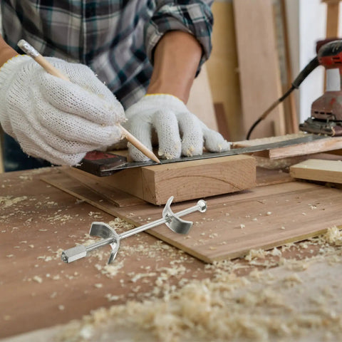Pack Of Ten Heavy Duty Galvanized Steel Countertop Joint Connector Bolts on wooden work surface during installation.
