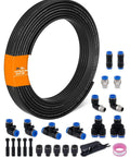 Premium 5/32 Inch Air Line Tubing Kit Including 32.8 Feet Of Sae Nylon Hose, fittings and connectors for pneumatic setup.