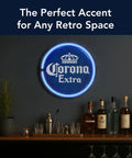 LED Neon Rope Wall Sign Battery And USB Powered Vintage Room Decor For Bar Man Cave Garage And Game Room Retro Lights That Look Real Dope Without The Buzz Today displaying Corona Extra logo above a bar setup