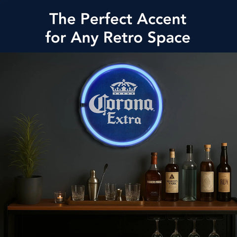 LED Neon Rope Wall Sign Battery And USB Powered Vintage Room Decor For Bar Man Cave Garage And Game Room Retro Lights That Look Real Dope Without The Buzz Today displaying Corona Extra logo above a bar setup