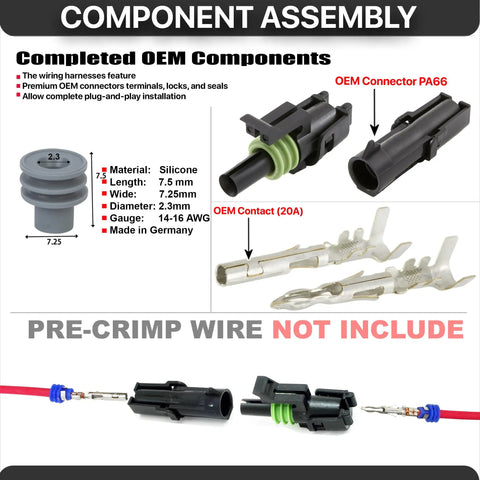 Awesome 1-Pin Weather Pack Connector Kit With 14 16 Gauge Wire Terminals Male And Female Quick Disconnect Splice Sealer Housing For Heavy Duty Vehicle Electrical Wiring Upgrades That Get The Job Done Right., PA66 connector and silicone seal