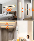 JGSYD Smart Sensor Control Wall Light with Motion Sensor Led Wall Lamp Acrylic Wall Mounted Long Strip Wall Sconce Minimalist Soft Light for Courtyard Hallway,White Light-100Cm in various indoor settings.