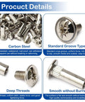 Ten Pack Furniture Joint Connector Bolts And Connecting Nut Sets With Sixteen Millimeter Sleeves showing carbon steel construction and standard groove type.
