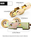 Sliding Door Rollers Replacement Kit For Patio Doors One And A Quarter Inch Tandem Roller Assembly With Five Sixteenth Inch Steel Ball Bearings Durable Construction For Sliding Glass Doors Screen Doors And Gates Two Pack dimensions and close-up view.