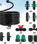 Drip Irrigation Tubing Kit 33 Ft Main Line One Half Inch Flexible PVC Tubing With Barbed Locking Connectors Assortment