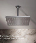 Honesty 10-Inch Square Rain Shower Head With Full Coverage Drenching Spray, 1.75 GPM Flow, Polished Chrome, ceiling-mounted