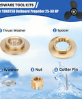 Outboard Propeller Installation Hardware Kit For Tohatsu 25 To 30 HP Boats Includes Thrust Washer Washers Nut And Cotter Pin