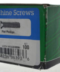 Zinc Plated Flat Head Phillips Machine Screws Number Ten By Twenty Four Two Inch Half Length Heavy Duty Fasteners packaging.