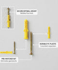 Drywall Anchors And Screws Kit For Hollow Walls, Prepaired Plastic Wall Anchor Set In Yellow on wall with screws