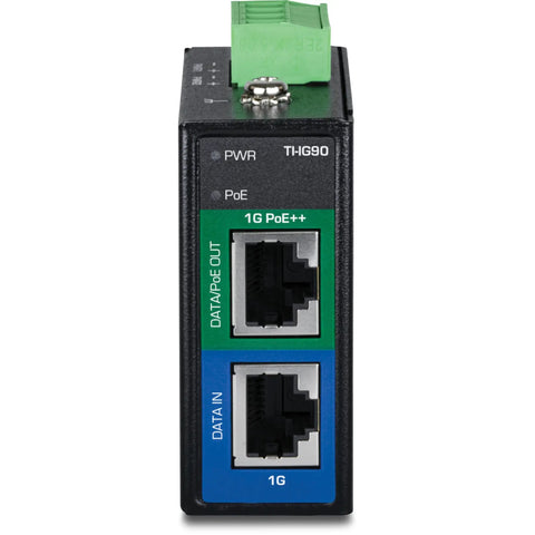 Heavy Duty 95 Watt Gigabit PoE Plus Plus Injector Rock Solid Power Over Ethernet Adapter For Industrial Jobs with LED indicators.