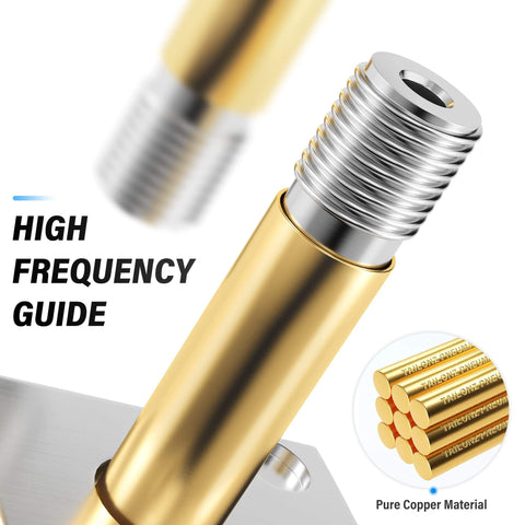 High frequency guide showing copper solenoid valve component, highlighting pure copper material and threaded design for pneumatic systems