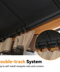 Close-up of Hard Top Gazebo 10x14 With Double Galvanized Steel Roof, featuring double-track system for mosquito nettings and curtains.