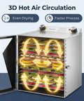 Powerful 800W Food Dehydrator Machine With 6, 8, 12 Or 18 Layer Stainless Steel Trays displaying 3D hot air circulation system
